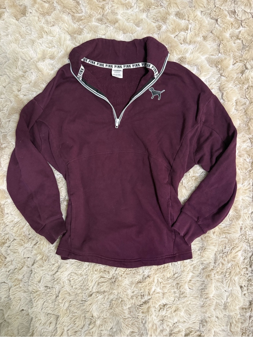 PINK Victoria's Secret Maroon Half-Zip Pullover Sweater